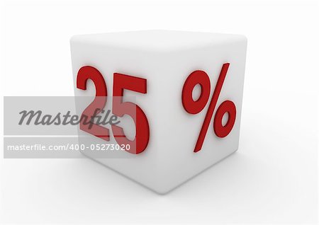 3d red white sale cube isolated on white background
