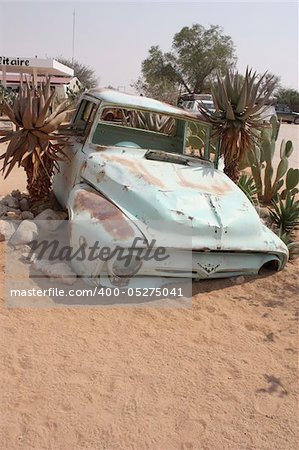 Old car in Namibian desert