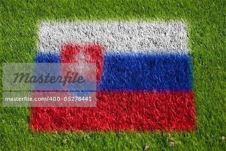 flag of slovakia on grass with spray