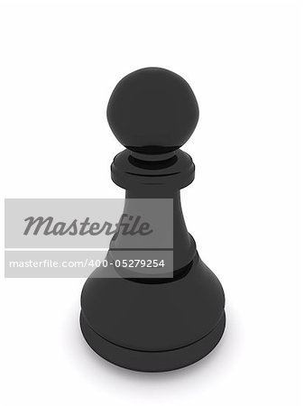 black pawn isolated on white. 3d chees