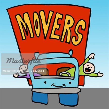 An image of a movers waving from the moving truck.