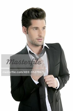 Handsome young man suit casual tie suit isolated on white