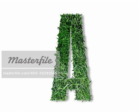 A letter designed as if being cut from the grass