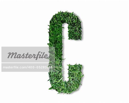 A letter designed as if being cut from the grass