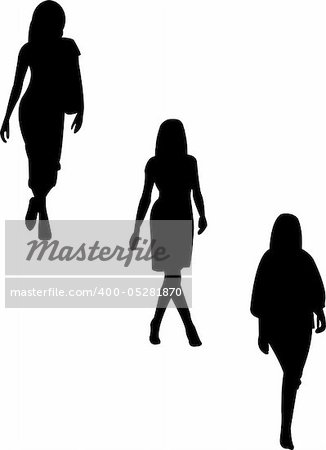 illustration of models silhouettes - vector