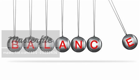 newtons cradle concept of balance on a white background