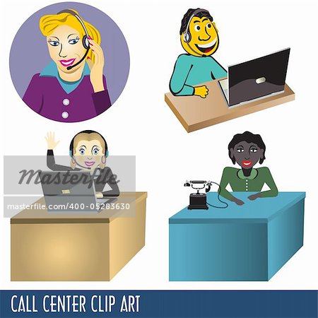 Collection of four call center clip art images.