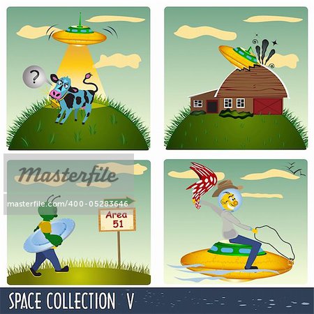 Space collection 5 - aliens in different situations.