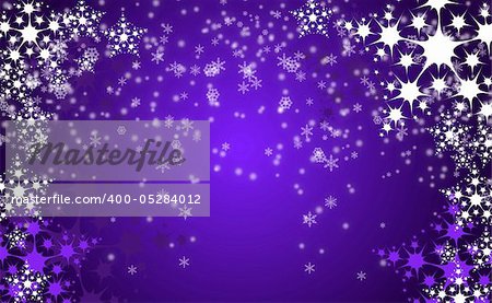 violet christmas background with white snow flakes