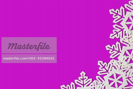 Purple Background with Snowflakes in Border. Space for Text