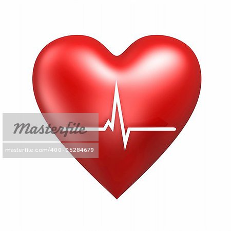 red heart with cardiogram isolated on white background