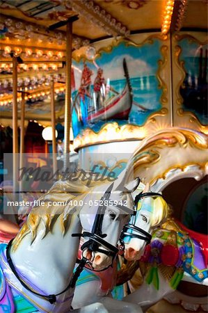 vintage carousel ride in the theme park