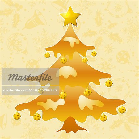 Christmas seamless background with tree, mistletoe, bell, element for design, vector illustration