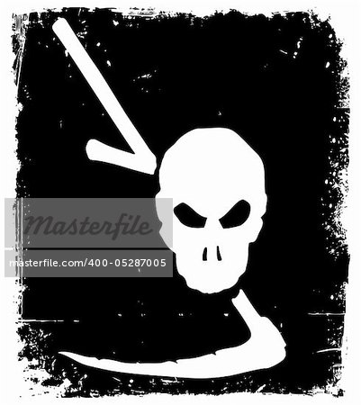 Vector image of human skull on grunge background