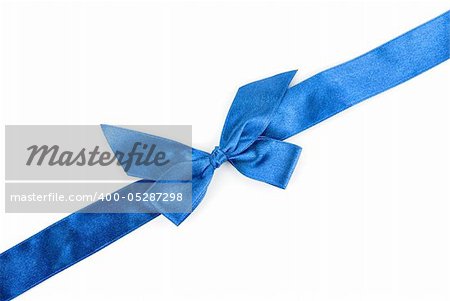 blue holiday ribbon on white background