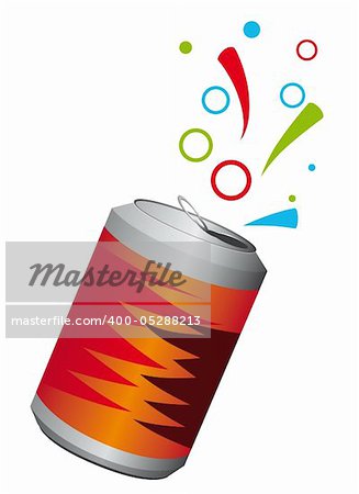 Aluminum can with a refreshing drink. Vector illustration. Vector art in Adobe illustrator EPS format, compressed in a zip file. The different graphics are all on separate layers so they can easily be moved or edited individually. The document can be scaled to any size without loss of quality.