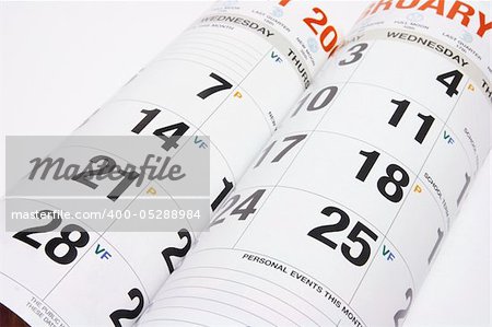 Close Up of Calendar Pages on Seamless Background