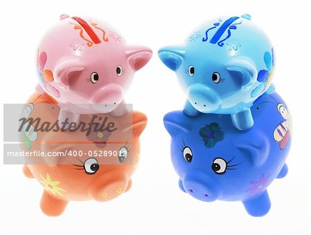 Small Piggy Banks on White Background