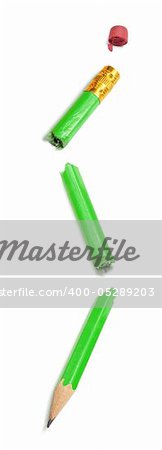 Broken Pencil on Isolated White Background