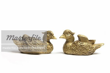 Mandarin Duck Figurines on White Background Mandarin Duck Figurines on White Background