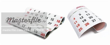 Calendar Pages on Isolated White Background