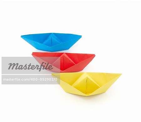 color Paper ships isolated on white background