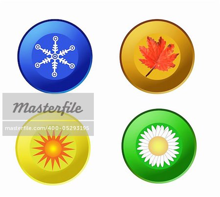 vector of colorful four seasons icons isolated on white