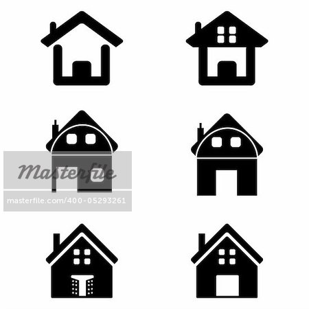 illustration of various homes on white background