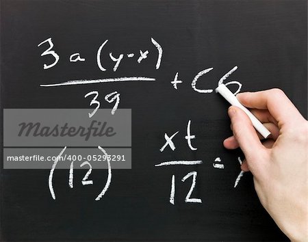 Close up of Mathematics on a blackboard