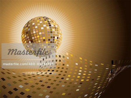 vector golden shiny disco ball with place for your text