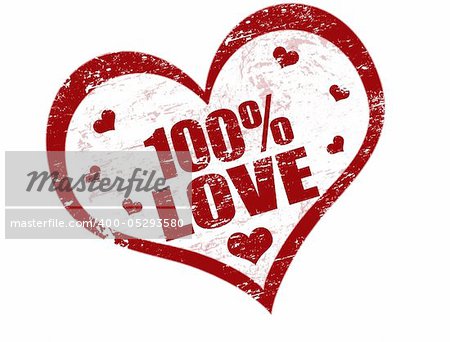 One hundred percent love vector grunge stamp