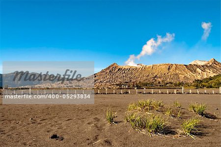 Distan view of Bromo Volcano in Indonesia