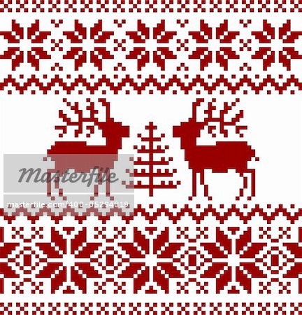 Collection of christmas norwegian pattern, isolated on white background.