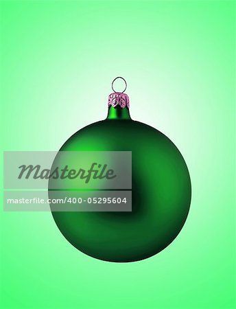 Green christmas ball on green background