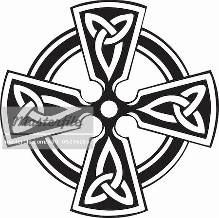 An illustration of a Celtic cross with a beautiful design, isolated on white background.