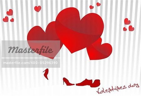 Decorative Valentines Day background with two hearts