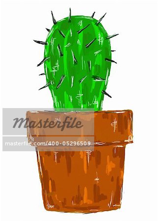 cactus on white background - illustration