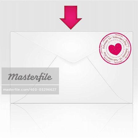 Love mail envelope heart and lipstick print.