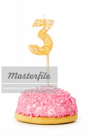 Birthday candle isolated on the white background