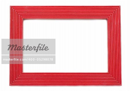 Red wooden frame for photography on white background