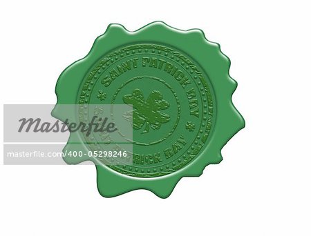 Wax seal with the text Saint Patrick day written inside, vector illustration