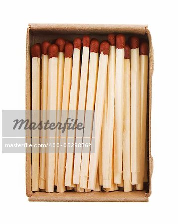 shot of matches in a box on white