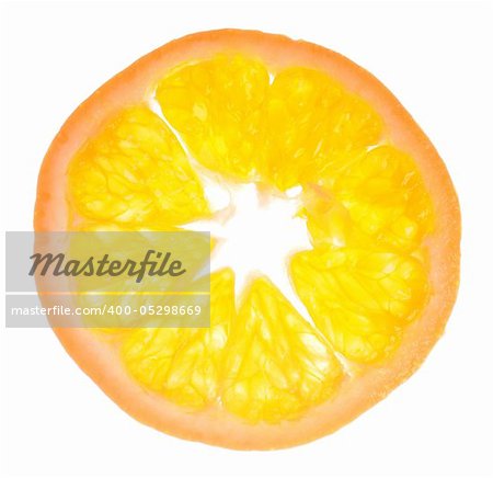 A slice of tangerine isolated on white background