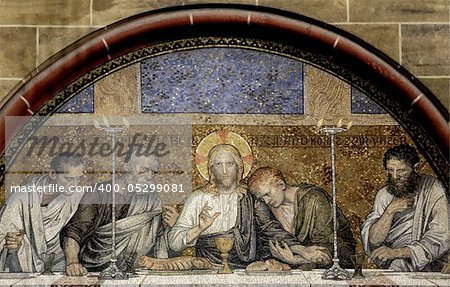 This photograph represent an mosaic of the Last Supper of Chris from Bremen Cathedral (Bremer Dom or St. Petri Dom zu Bremen)