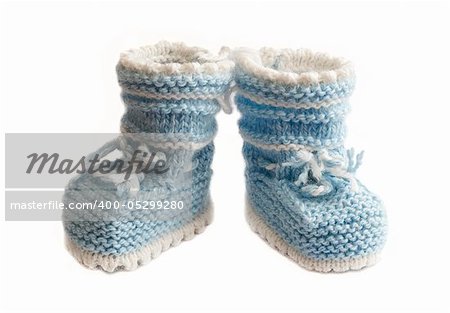 little babys bootee light blue isolated white background