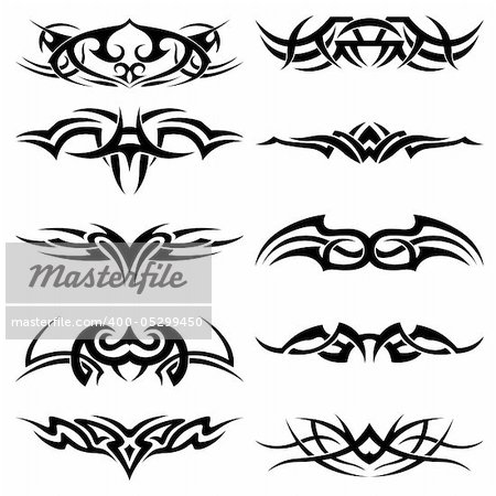 Set of tribal tattoo including