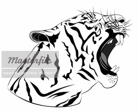 Abstract Tiger in the form of a tattoo