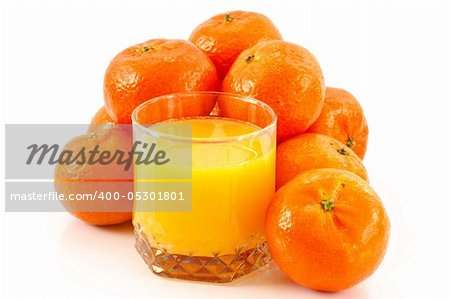 tangerine juice on a white background