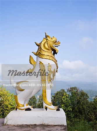 Thai lion statue,thai temple  In Thailand