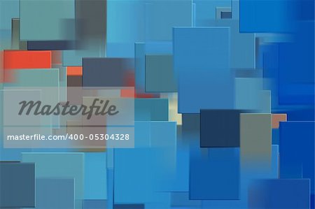 Blue rectangular shapes digital illustration. Abstract background.